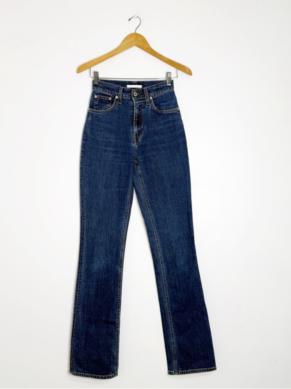 Helmut Lang Indigo Femme Hi Bootcut Jeans Dark Wash Size 25 - Picture 2 of 9